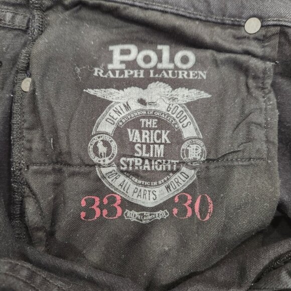 Polo Ralph Lauren Jeans Mens 33x30 Black Varick Slim Straight Stretch Denim - Picture 7 of 13